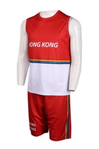 WTV163 訂製背心款 運動套裝 香港 代表運動衫 選手衫 運動套裝生產商     紅色白色衣服  紅色褲子